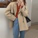 Women's Short Trench Coat – Korean-Inspired Belted Jacket With Stacked Collar (Khaki/Black, S/M/L/XL)_ecoleips.com