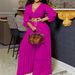 Elegant Plus Size Jumpsuit For Women - Stylish Long Sleeve One-Piece Pantsuit With Waist Cincher & Pleated Design(1XL-5XL)_ecoleips.com