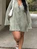 Plus-Size V-Neck Wrap Dress With Flared Sleeves – Elegant & Casual Midi Dress For Women (0XL-5XL, Pure Color & Street Style)_ecoleips.com
