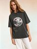 Women's Y2K Disco Ball Graphic T-Shirt, Glitter Star Print Retro Party Tee, 2000s Style Streetwear Top_ecoleips.com