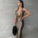 Women's Fashion 2024 Summer New Fashionable Elegant Sexy Backless Ruched Halter Dress Wholesale_ecoleips.com