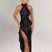 Women's Clothing Autumn New Sexy Sleeveless Halter Neck Backless Slim Slit Dress_ecoleips.com