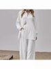 Women's Clothing Long Sleeved Temperament Commuter Skin Color Wrinkled Cloth Solid Color Long Shirt And Wide Leg Pants Suit For Women_ecoleips.com