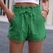Women's Cotton Linen Shorts Multi-Color Multi-Size Elastic Waistband And Side Pockets - Comfort Fit Trousers In Multiple Colors_ecoleips.com