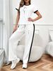 Women's Clothing Women's Artistic Cat Print Pants Set Commuter Style Simple Line Loose Fitting Comfortable Short Sleeve_ecoleips.com