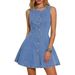 Women's Slim Fit Washed Denim Dress Sleeveless Button up with Two Side Pockets European And American Style Summer Spring/Autumn Wear_ecoleips.com
