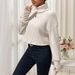 Voya Women's Spring/Summer New Solid Color Thread Knitted Hoodie Short Style High Collar Bottom Top_ecoleips.com