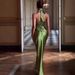 Women's Sexy Deep V Halter Ruched Lace Up Bodycon Maxi Dress – Elegant Party Evening Gown_ecoleips.com