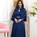 3823 Muslim Fashion Women's Clothing Waist-Cinching Strap Large Cape Long Sleeve Two-Piece Dress Set_ecoleips.com