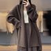 Women's Long Sleeved Sweater Jacket Thickened Mid-Length Solid Color Knitted Cardigan Loose And Lazy Style Outer Wear_ecoleips.com