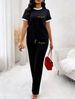 Women's Casual Loose Comfortable Set Gold Milan Print Short Sleeved Top And Straight Leg Trousers Print_ecoleips.com