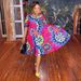 Women's Clothing Printed Large Skirt V Neck Zipper Short Sleeve Dress_ecoleips.com