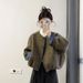 girl Colorful European Color-Block Patchwork Jacket For Women 2025 Autumn Winter New Fashion Loose Lightweight Short Cotton_ecoleips.com