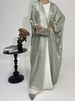 Women's Muslim Clothing Abaya Reflective Jacket Solid Color Long Skirt Dress Robe_ecoleips.com