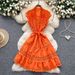 Women's Clothing Light Luxury Sleeveless Dress Luxury Sheer Mesh Dress – Sleeveless A-Line With Lace Detailing & Waist Tie_ecoleips.com