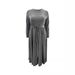 Plus Size Women's Dress Long Sleeve Wrap Waist Flared Hem Knit Maxi Dress For Fall Winter – Solid Color Elegant Casual Wear (0XL-5XL, Grey)_ecoleips.com