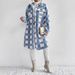 Women's Autumn/Winter Flap Pocket Plaid Coat Thick Mid-Length Outerwear Blue And White Checkered Design_ecoleips.com
