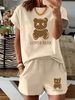 Women’s 2 Piece Outfit Set – Oversized Graphic T-Shirt And Biker Shorts Matching Set, Casual Summer Lounge Tracksuit For Daily Wear-307_ecoleips.com