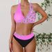 Verve 2025 New Two-Piece Printed Swimsuit For Women With Patchwork And Push-Up Bikini Swimwear_ecoleips.com