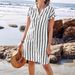 Women's Relaxed Fit Stripe Shirt Casual Oversized Button down Blouse Lightweight Breathable Linen Blend for Summer_ecoleips.com