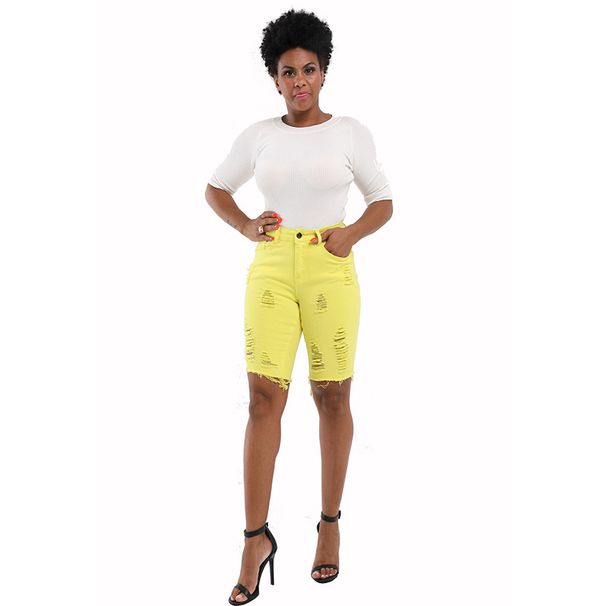 Women's Clothing Candy Color Hole Large Size Women's Jeans_ecoleips.com