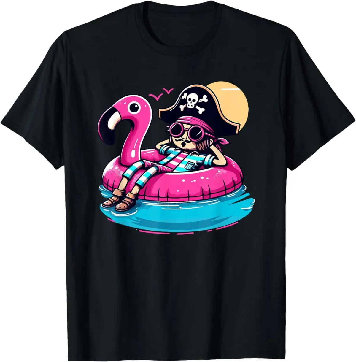 Women's T-Shirts Pool Party Pink Float Men Women Kids Funny Pirate T-Shirt_ecoleips.com
