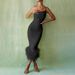Women's Clothing Long Skirt Women's One Shoulder Halter Neck Fur Hem Dress Sexy Women's Clothing_ecoleips.com