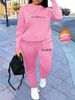Women's Autumn And Winter Hip-hop Casual Street Paris Letter Pattern Printed Round Neck Sweatshirt+sports Pants Set-592_ecoleips.com