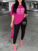 Women's Casual Fashion HALF Letter Pattern Printed Loose T-shirt+cropped Pants Two-piece Home Sportswear Daily Wear-204_ecoleips.com
