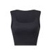 Women's Slim Fit Square Neck Sleeveless Crop Top Stretchy Polyester Basic Tank Top for Casual Elegant Style Black White_ecoleips.com