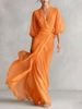 Women's Clothing Women's Romantic Deep V Neck Lantern Sleeve Long Dress Fitted Waist Autumn Banquet Socialite Style Fashion_ecoleips.com