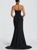 Elegant Backless Sleeveless Dress With Tie-Waist & Flowy Skirt - Chic Solid Color Bodycon Midi Dress For Women_ecoleips.com