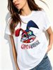 Women Hip Hop Patchwork Glasses Rabbit Cuterabbit Letter Graphic T Shirt Round Neck Short Sleeve Loose Streetwear Summer Tops_ecoleips.com