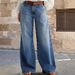 mid Rise Stretch Wide Leg Jeans for Women Casual Cotton Denim with Front And Back Pockets European And American Style_ecoleips.com