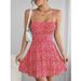Summer Floral Print Women's Dress Sweet Fresh Tie up Slip Dress European American Style Cross Border Fashion for Women_ecoleips.com