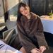 Imitation Lamb Coat 2025 New Autumn And Winter Women's Clothing Horn Buckle Medium And Long Black Thickened Fur Coat_ecoleips.com