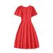 2023 Summer New Short-Sleeve Round Neck Slim-Fit Knee-Length European And American Retro Polka Dot Floral Dress_ecoleips.com