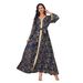 Verve MT170 Dubai Muslim New Style INS Trend Gold Foil Large Robe Fashion V-neck Flared Dress For Women_ecoleips.com