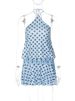 Mozision Polka Dot Backless Sexy Mini Dress Women Elegant Blue Halter Off-shoulder Sleeveless Ruched Club Party Dress Female_ecoleips.com