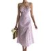 Cross-Border Foreign Trade European And American 2024 Summer Floral Split Pleated Skirt Sexy Backless Strap Dress_ecoleips.com