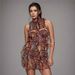 2025 Summer New Women's Casual Color Block Round Neck Sleeveless Backless Hollow Slim Fit Short Skirt Set_ecoleips.com