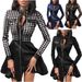 Women's Patchwork Waist Dress Autumn Winter Fashion PU Leather_ecoleips.com