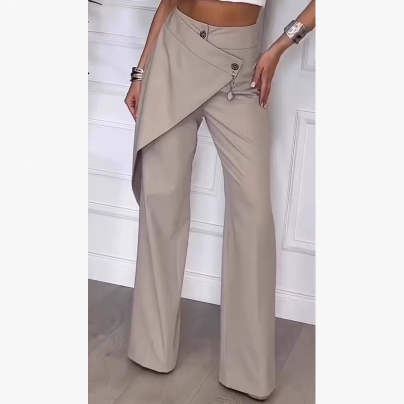 Women's Comfortable Wide Leg Trousers New Style Fashion Irregular Design_ecoleips.com