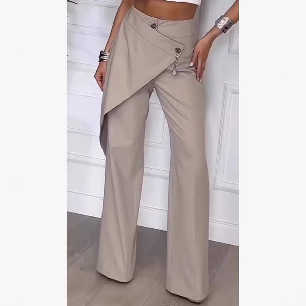 Women's Comfortable Wide Leg Trousers New Style Fashion Irregular Design_ecoleips.com