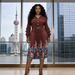 Women's Pleated Print Dress High-End Feel Elegant Asymmetrical V Neck New Style Clothing_ecoleips.com