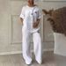 Women's Clothing Solid Color Cotton And Linen Casual Pants Suit_ecoleips.com