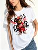 Women Hip Hop Red Outfit Sunglasses King Graffiti Bear Letter Graphic T Shirt Round Neck Short Sleeve Loose Streetwear Summer Tops_ecoleips.com
