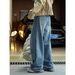 Louvre Early Autumn New Korean Version Trendy Fashionable Wide Leg Jeans, High Waisted Loose And Slimming Casual Pants_ecoleips.com