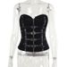 Women's Sexy Hot Girl Fishbone Strapless Leather Buckle Vest Cross Border European American Style Summer 2024 New Arrival_ecoleips.com