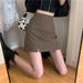 Brown Split Suit Women, High Waist Bodycon Short Half Skirt, Pencil Skirt For Summer_ecoleips.com